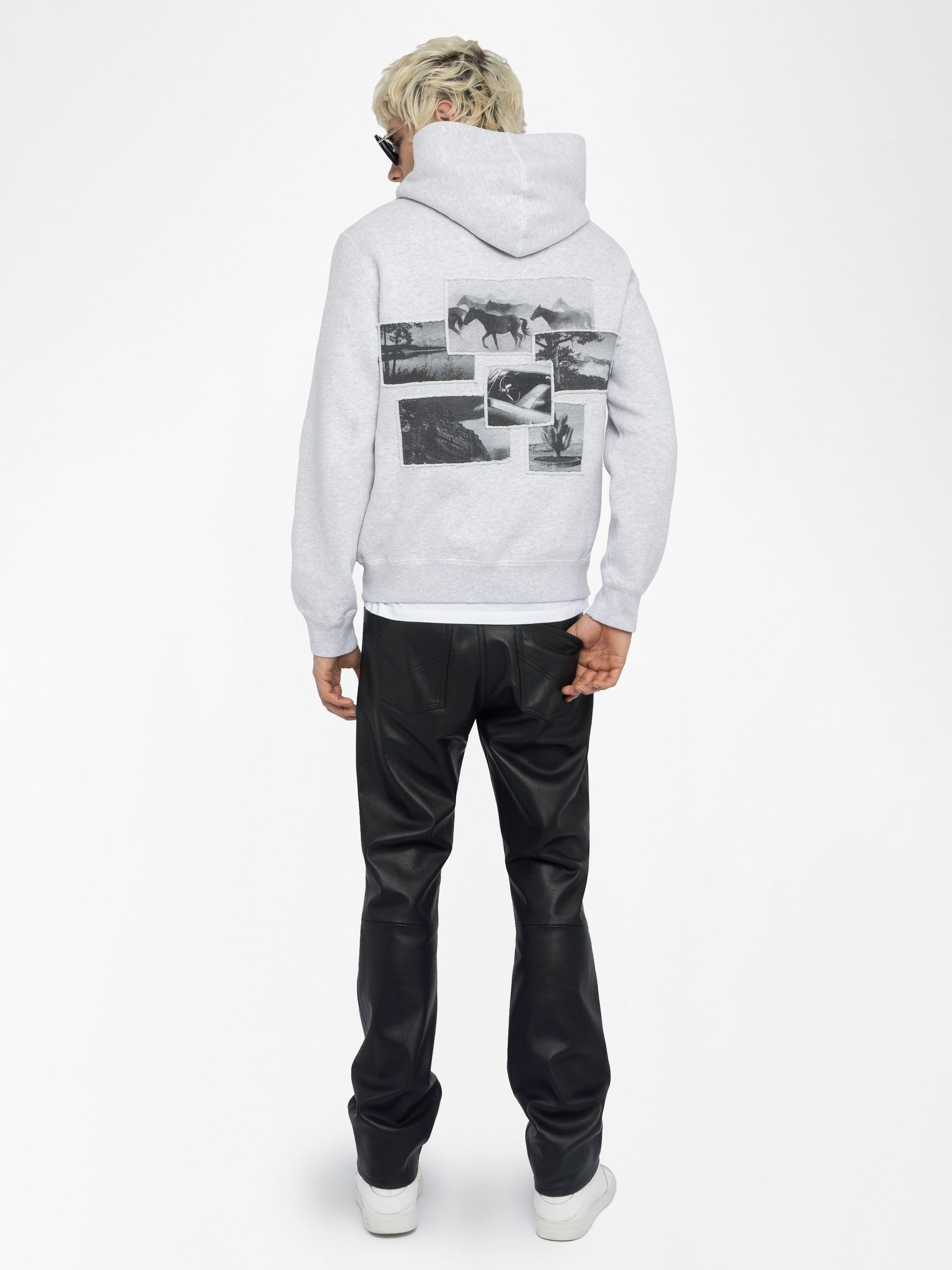 Sweatshirt Sanchi - Hooded long-sleeved sweatshirt with photoprint on the back.